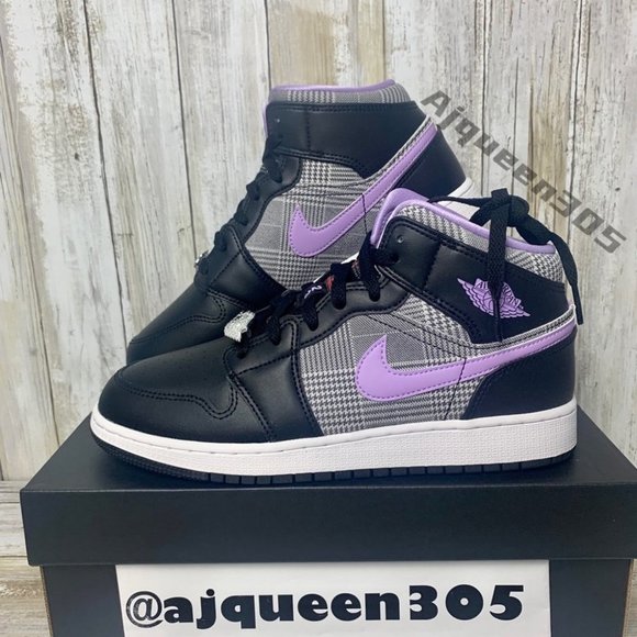 Jordan Shoes - Air Jordan 1 Mid GS houndstooth